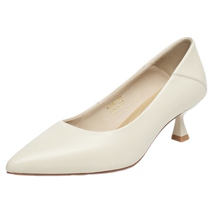 红蜻蜓高跟鞋春季新款女鞋超软羊皮单鞋通勤气质黑色面试职业皮鞋