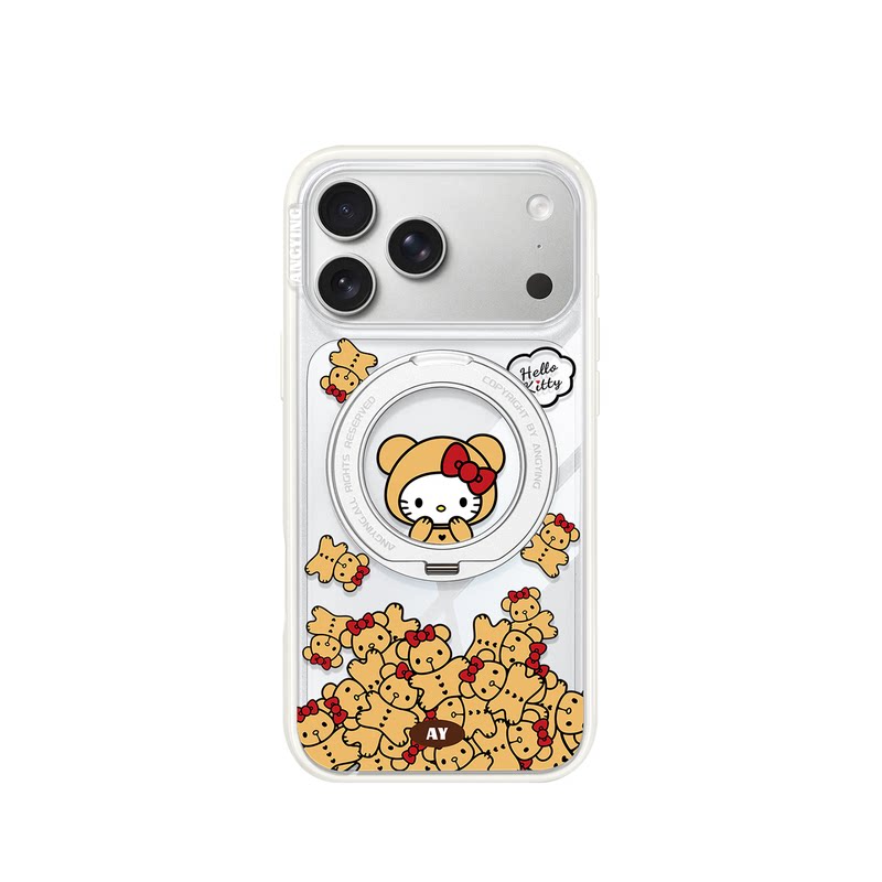 ANGYING × 熊仔凯蒂适用苹果17promax手机壳新款iphone16pro磁吸带支架Yo4支点透明ip17pm可爱套高级感女