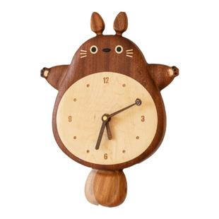 正版龙猫挂钟/实木摆钟可爱客厅墙面装饰壁钟ins风创意儿童房时钟