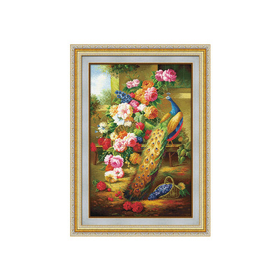 ks正品新款孔雀画富贵荣华十字绣