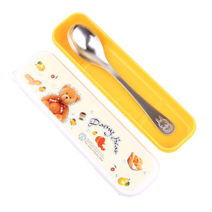 lediar儿童1810不锈钢勺子卡通兔饭勺便携宝宝餐勺加深吃饭喝汤勺