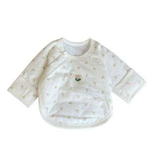 婴儿衣服上衣宝宝无骨秋冬装夹棉半背衣新生儿40g薄棉和尚服棉衣