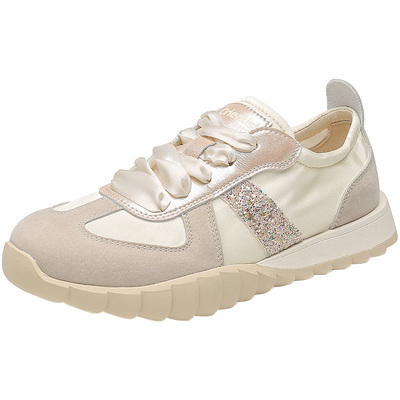 阿甘鞋休闲拼接平底低跟系带