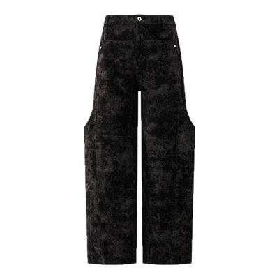 美式复古水洗异形口袋阔腿牛仔裤