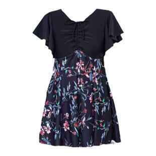 妈妈泳衣中老年保守大码宽松泡温泉泳装2025新款连体遮肚显瘦泳衣