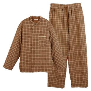 朵朵可可家居服睡衣男2025新款冬季加厚格子三层夹棉情侣保暖套装