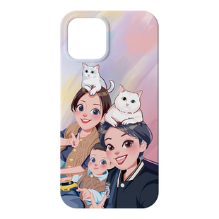 老宋手绘手机壳定制照片情侣迪士尼风亲子来图订做DIY任意机型适用16promax苹果17华为mate60iphone磁吸小米8