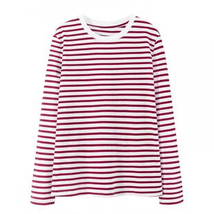 都市丽人条纹长袖t恤女春装女款2026新款打底衫夏季纯棉宽松上衣Y