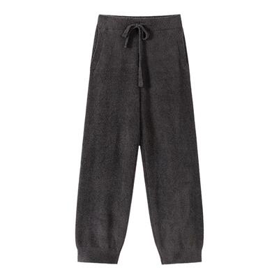 AR纯色半边绒家居裤男女秋冬可外穿休闲束脚萝卜裤almondrocks