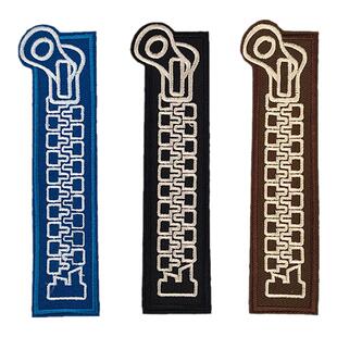 长条英文字母刺绣布贴拉链图案补丁贴衣服裤子羽绒服修补破洞贴布