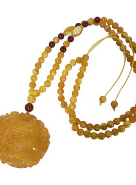 天然原矿百花蜜牡丹花珠链毛衣链项链吊坠挂件时尚百搭