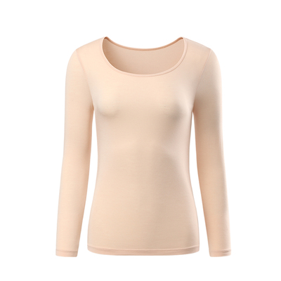 莫代尔棉秋衣发热丝圆领V领简约