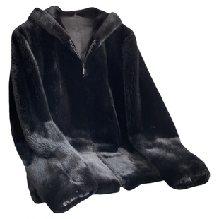 真貂皮大衣水貂皮草男士真貂毛外套中长款整貂水貂毛海宁貂绒皮衣