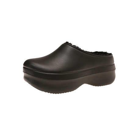 防水厚底加绒保暖包头棉拖鞋女秋