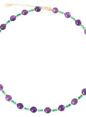 A紫水晶玉髓手作串珠项链新中式