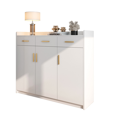 轻奢实木白色鞋柜大容量