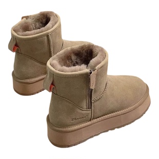 品牌真皮加绒保暖雪地靴女2025冬季新款厚底防滑加绒加厚东北棉鞋