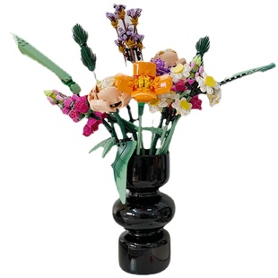乐高花束花瓶10280积木简约陶瓷玻璃摆件玫瑰桌面装饰情人节礼物