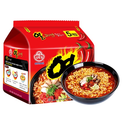 不倒翁韩国进口火热拉面120g*5袋