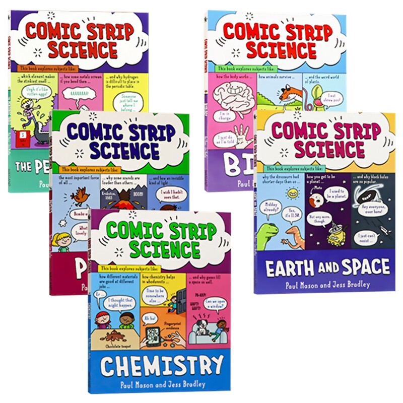 Comic Strip Science History 漫画科学历史科普绘本 英语原版进口 物理生物化学地球太空 地球漫画史 从大爆炸到鸟类 恐龙到现代