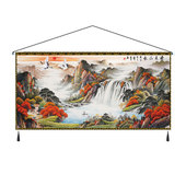 超大中式 山水画挂毯床头沙发卧室客厅办公室墙挂布背景布定制挂i.