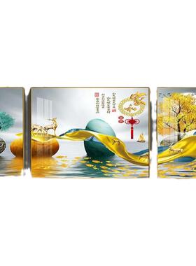 家和沙发背景墙大气风轻奢三联画