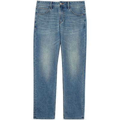 [903加宽智行牛仔裤]杰克琼斯夏季薄款男装直筒复古蓝水洗长裤子