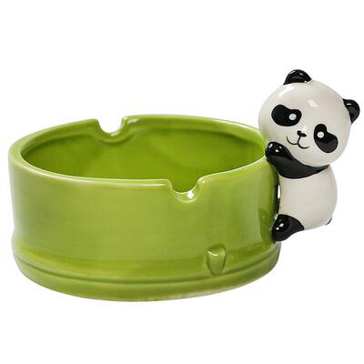 陶瓷趣味烟灰缸创意熊猫烟灰缸高颜值陶瓷工艺品办公桌面轻奢摆件