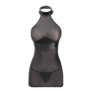 霏慕热辣性感紧身透视包臀裙挂脖裙子睡裙女显瘦约会新年战袍穿搭