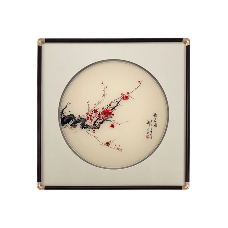 现货新中式手工苏绣礼品报春图客厅玄关装饰画电表箱画赠礼可定制