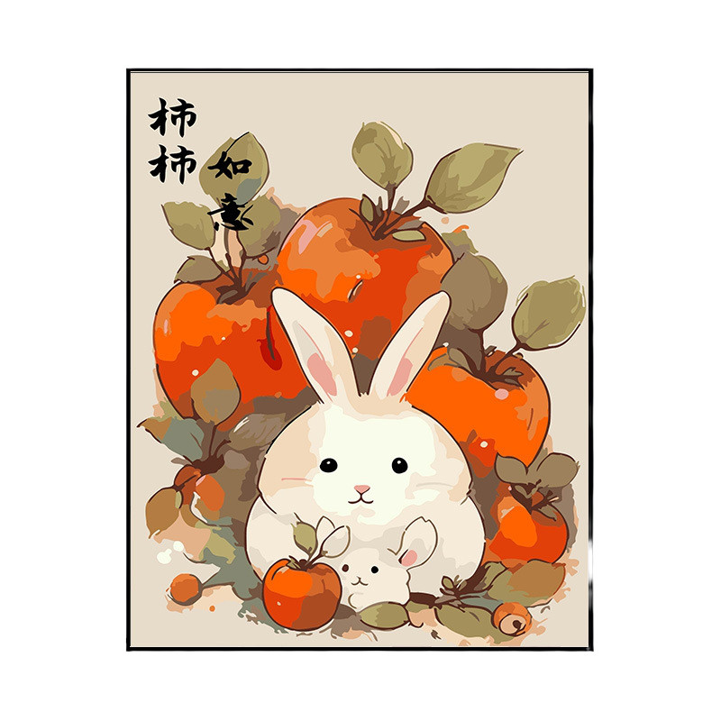 手工手绘diy数字油画新中式填充