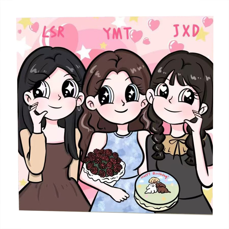 星蝶风手绘头像情侣画无框画闺蜜油画
