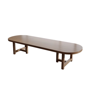 现代实木会议桌长桌办公桌简约洽谈会客椭圆长条书桌阅览桌工作台