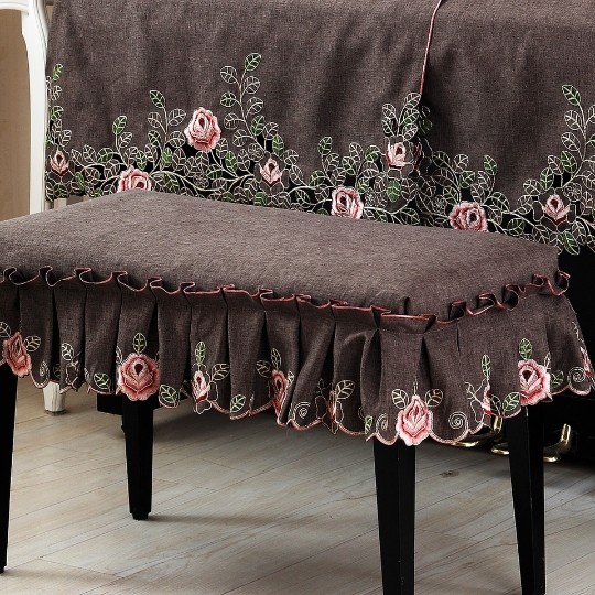 E钢琴罩全罩刺绣钢琴半罩欧式钢琴防尘盖布韩式钢琴盖布布艺琴凳