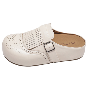 白色内增高厚底包头半拖鞋女外穿2026新款春夏季一脚蹬勃肯鞋凉拖