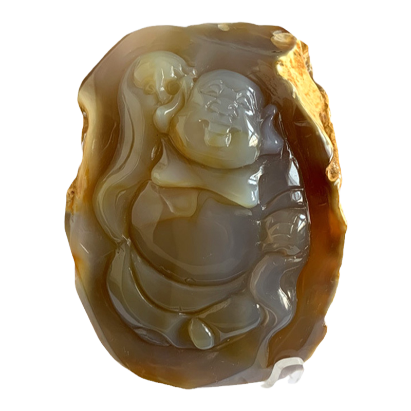 天然原皮玛瑙佛雕刻摆件