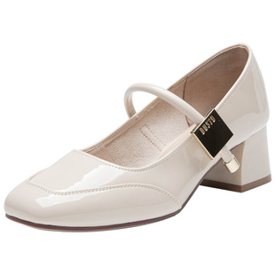 大东官方浅口单鞋女款2026春季新款配裙子粗跟方头法式玛丽珍鞋女