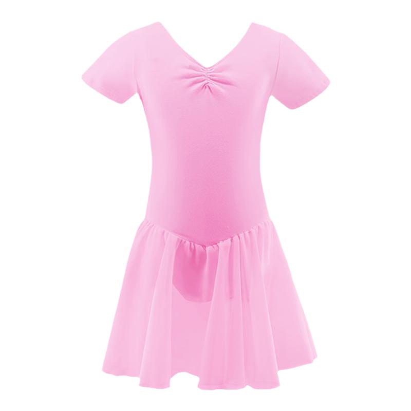 儿童舞蹈服女孩长袖跳舞裙子秋冬练功连衣裙女童粉色蝴蝶结雪纺裙
