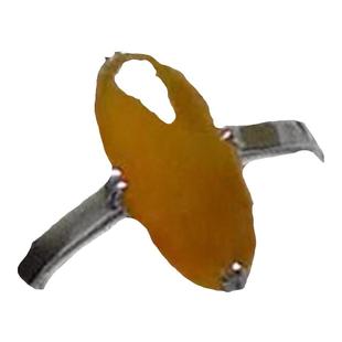 【飞星】S925银冰种橘色黄龙玉髓素面长条形戒指艳丽典雅指环