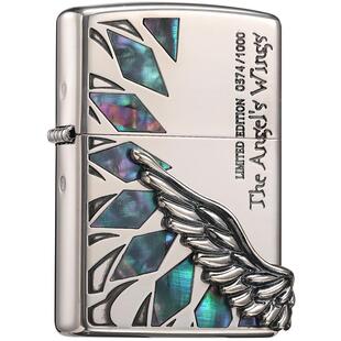 Zippo打火机贝壳天使之翼限量版正品收藏煤油送男友礼物原装日版