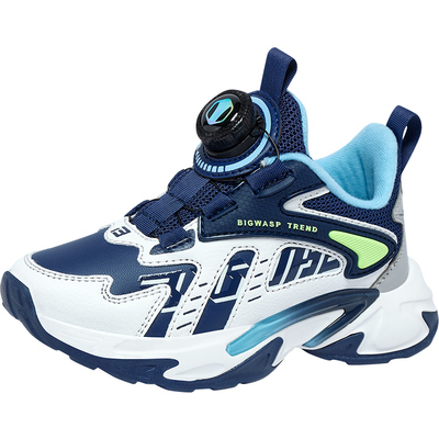 大黄蜂男童运动鞋儿童加绒保暖冬鞋2025冬季新款皮面中大童二棉鞋