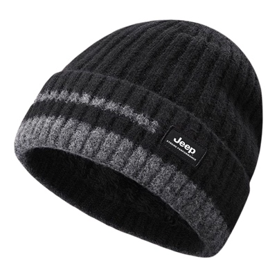 jeep吉普保暖冬季针织羊毛帽子男
