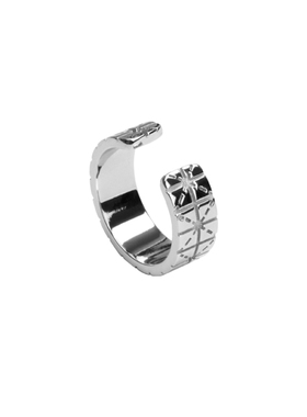 RAINKA WANG王闪闪原创设计925银镀金米字格精致个性开口情侣戒指