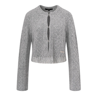 RAIVE下摆流苏短款毛针织衫