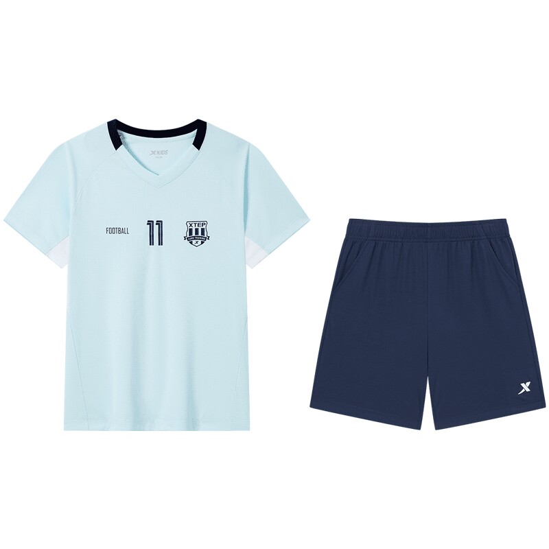 特步童装儿童套装夏季新款男童运动两件套女童足球短袖短裤运动服