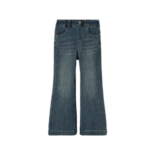 布丁哈鲁冬装童装女童洋气裤子2025秋冬新款儿童加绒微喇牛仔裤