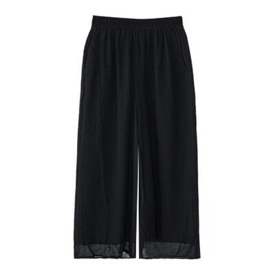 HAVVA显瘦直筒雪纺休闲裤七分裤子女士宽松阔腿裤2026夏季KX10560