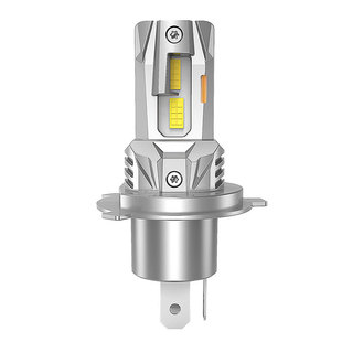 汽车LED双色前大灯白光暖白光4300K改装摩托车大灯H4远近一体灯泡