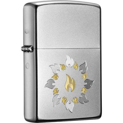 美国礼物zippo金银火圈子镀铬