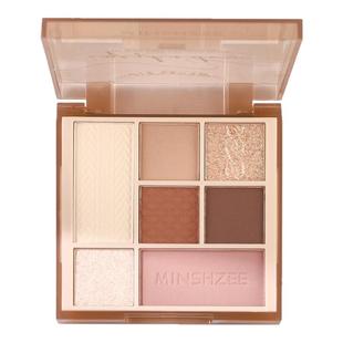 七色红棕眼影盘2026新款日常淡妆大地色珠光哑高光腮红修容一体